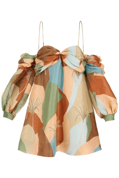 Raquel Diniz 'abby' Linen Silk Mini Dress In Multi
