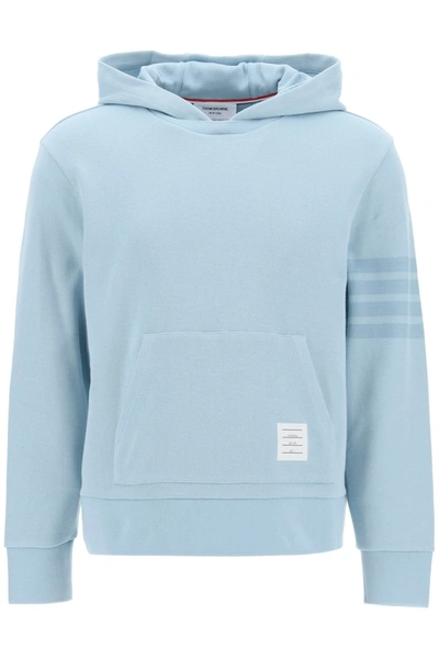 Thom Browne 4 Bar Hoodie In Cotton Knit In Blue