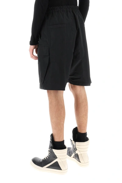 Rick Owens Cargo Shorts In Faille In Black