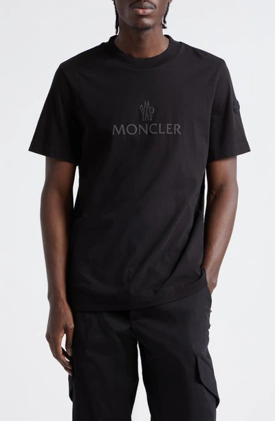 Moncler Cotton Jersey Logo Graphic T-shirt In Black