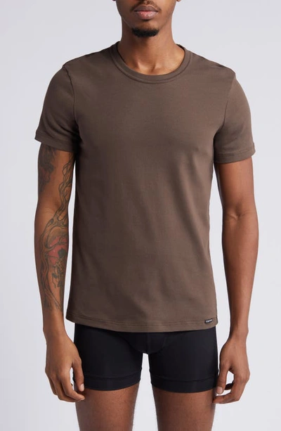 Tom Ford Cotton Jersey Crewneck T-shirt In Brown
