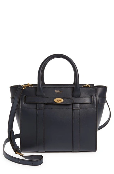 Mulberry Mini Bayswater Zip Leather Satchel In Night Sky