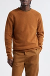 Sunspel Lambswool Crewneck Sweater In Dark Camel