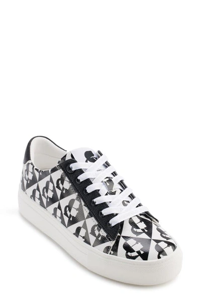 Karl Lagerfeld Cate Diamond Platform Sneaker In Black/ White
