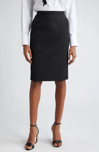 Dolce & Gabbana Virgin Wool Stretch Gabardine Skirt In Nero