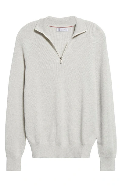 Brunello Cucinelli Rib Cotton Pullover In Nebbia/ Panama