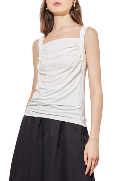 Ming Wang Front Drape Sleeveless Top In White