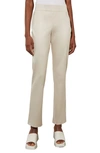 Ming Wang Straight Leg Pull-on Pants In Almond Beige