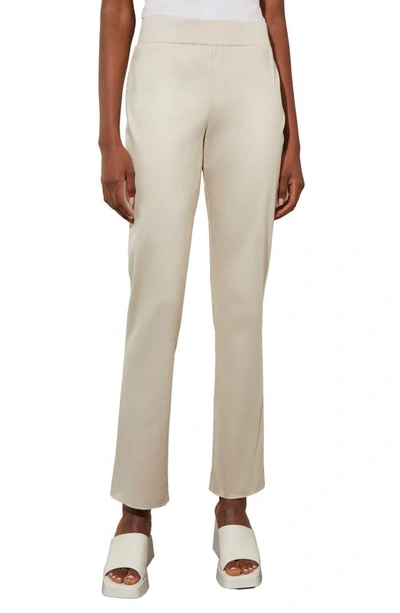 Ming Wang Straight Leg Pull-on Trousers In Almond Beige