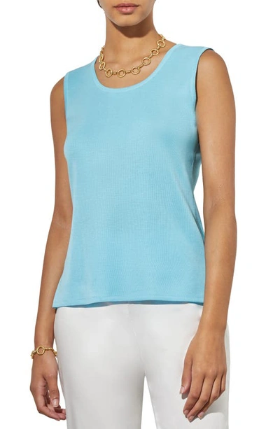 Ming Wang Sleeveless Scoop Neck Sweater In Dew Blue