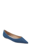 Stuart Weitzman Emilia Pointed Toe Flat In Indigo Wash