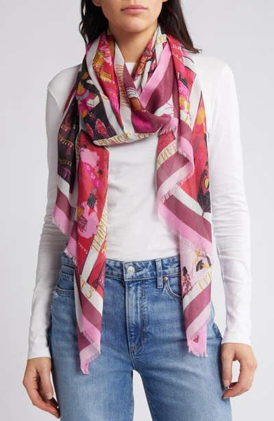 Kate Spade Holiday Rooftops Oblong Scarf In Pink/ Red
