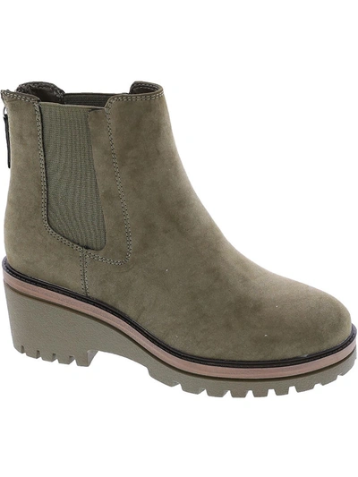 Mia Sefi Womens Suede Ankle Chelsea Boots In Green