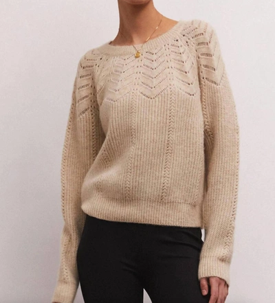 Z Supply Sabine Pointelle Sweater In Light Oatmeal Heather In Multi