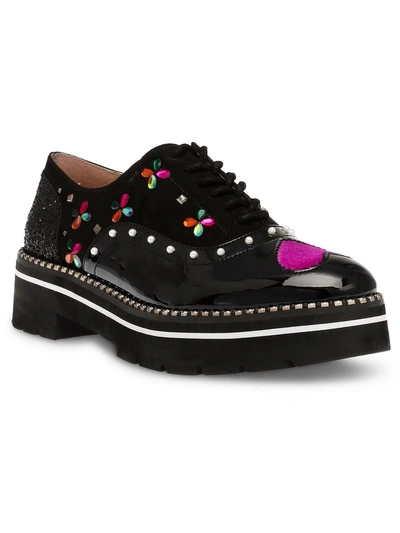 Betsey Johnson Pixxy Womens Patent Embellished Loafers In Multi