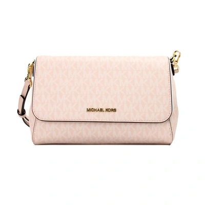 Michael Kors Jet Set Medium Powder Blush Pvc Convertible Pouchette Crossbody Women's Bag In Multi
