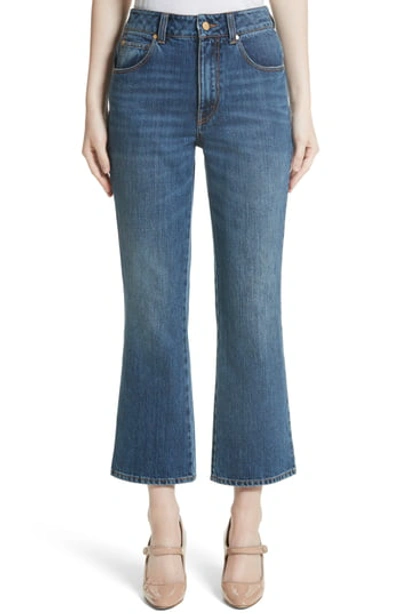 Co Mid-rise Cropped Boot-cut Jeans In Indigo