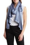 Vince Camuto Oversized Satin Pashmina Wrap In Chambray