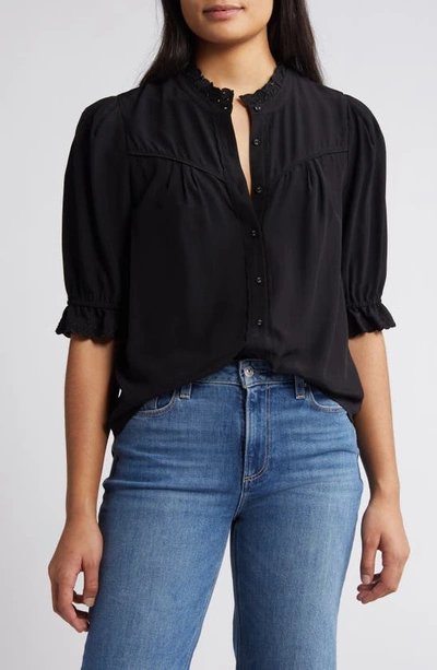 Wit & Wisdom Eyelet Accent Top In Black