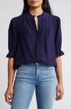 Wit & Wisdom Eyelet Accent Top In Navy