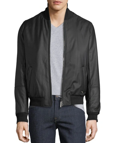Stefano Ricci Men's Leather Jacket With Cashmere Trim In Black