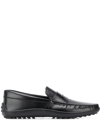 Tod's Loafers In Leather In Black