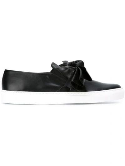 Cedric Charlier Black Corduroy Bow Slip-on Sneakers