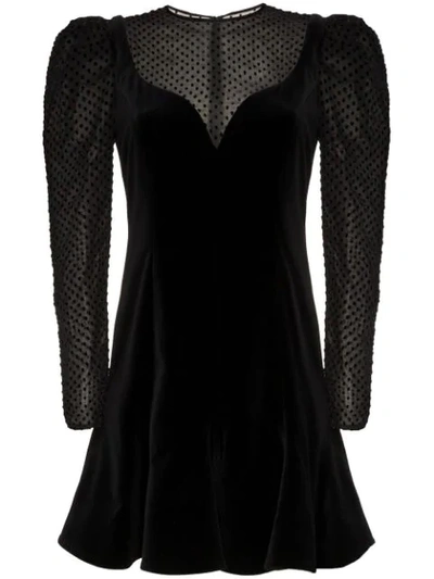 Valentino Black Puff-sleeve Velvet Dress