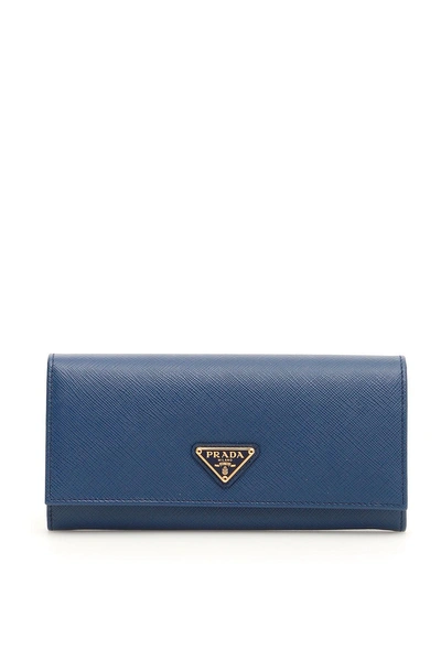 Prada Saffiano Wallet In Bluette|blu