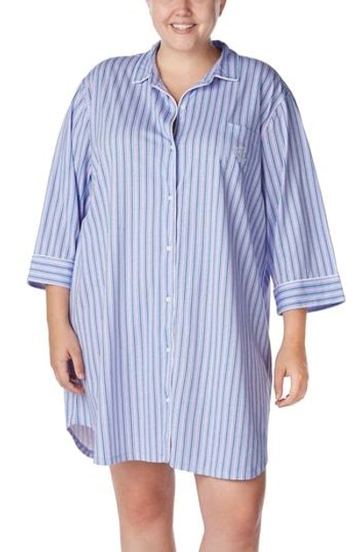Lauren Ralph Lauren Stripe Sleep Shirt In Multi Stripe