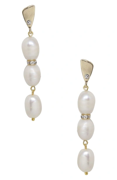 Ettika Pearl Drop Earrings In Pearl White