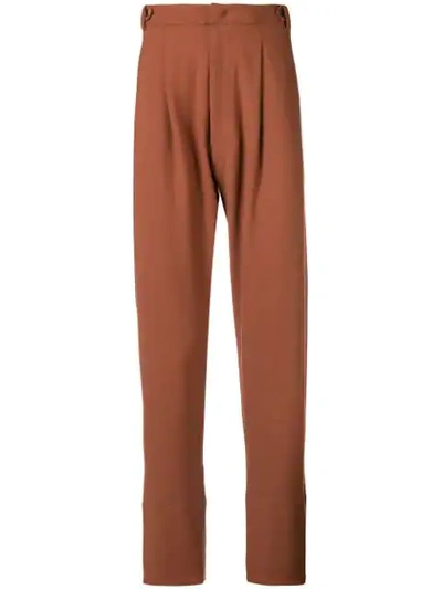 Maison Flaneur Pleated Tailored Trousers In Brown