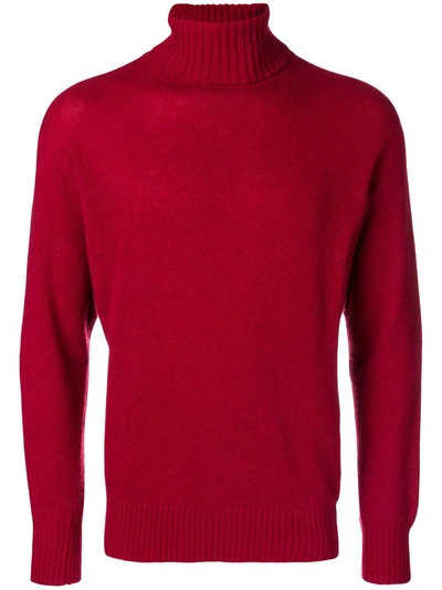 Maison Flaneur Ribbed Turtle Neck Jumper - Red