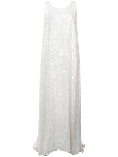 Adam Lippes Sequined Embroidered Knot Gown In White