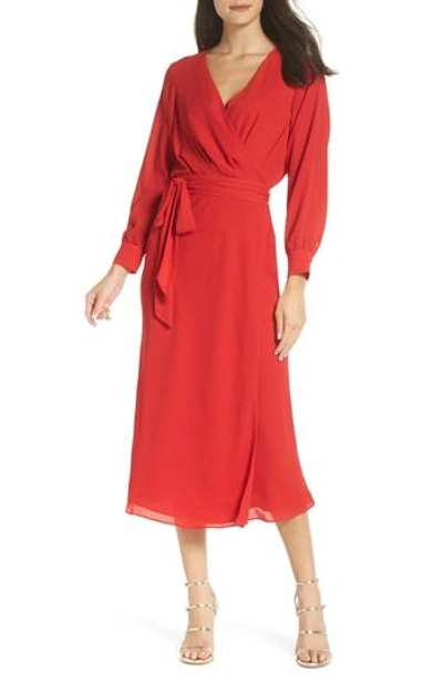 Fame And Partners Allie Georgette Dress In Red