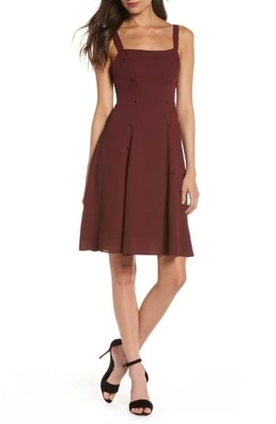 Fame And Partners Sienne Fit & Flare Dress In Wine