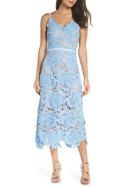 Jarlo Jayla 3d Lace Tea Length Gown In Blue