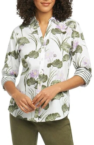 Foxcroft Mary Water Lily Combo Print Shirt In Multi