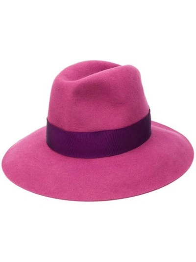 Borsalino Classic Wide Brim Hat In Pink