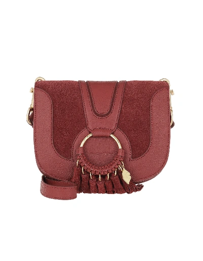 See By Chloé See By Chloe Hana Leather & Suede Crossbody In Acerola Red/gold
