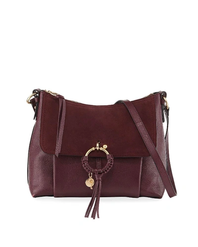 See By Chloé See By Chloe Joan Suede & Leather Shoulder Bag In Obscure Purple/gold