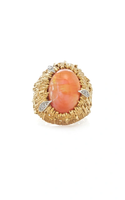 Mahnaz Collection Limited Edition 18k Gold And Fire Opal Ring By Andrew Grima 1972. In Orange