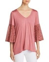 Status By Chenault Lace Bell Sleeve Top - 100% Exclusive In Mauve