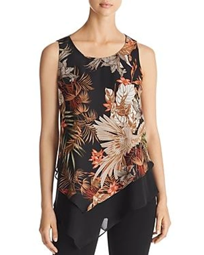 Status By Chenault Tropical Layered Tank In Black/green