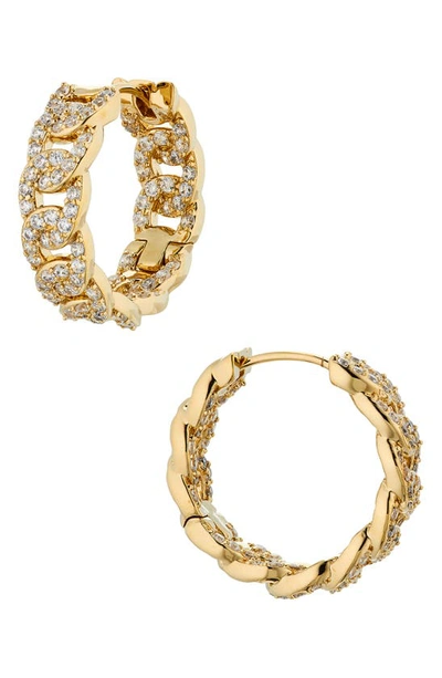Nadri Twilight Pave Link Hoop Earrings In 18k Gold Plated