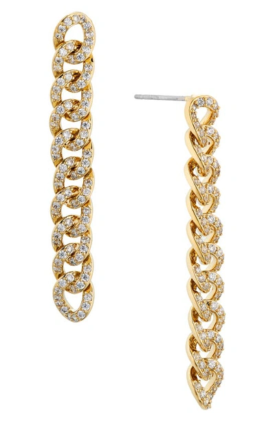 Nadri Twilight Pave Curb Chain Linear Drop Earrings In 18k Gold Plated