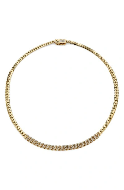 Nadri Twilight Cubic Zirconia Curb Chain Collar Necklace In Gold