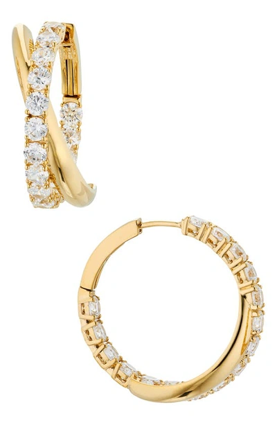 Nadri Twilight Cubic Zirconia Crossover Hoop Earrings In Gold