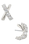 Nadri Twilight Cubic Zirconia Crossover Stud Earrings In Rhodium