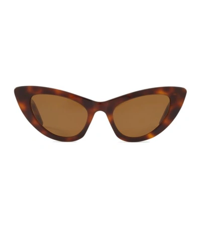 Saint Laurent Lily Cat Eye Sunglasses In Tortoiseshell